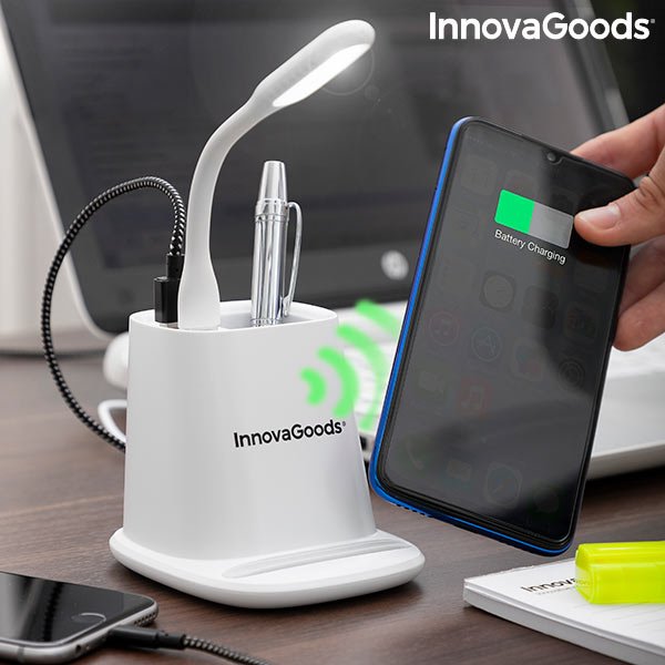 Безжично Зарядно Устройство с Поставка-Органайзер и USB LED лампа 5 в 1 DesKing InnovaGoods - ELIARD.BG