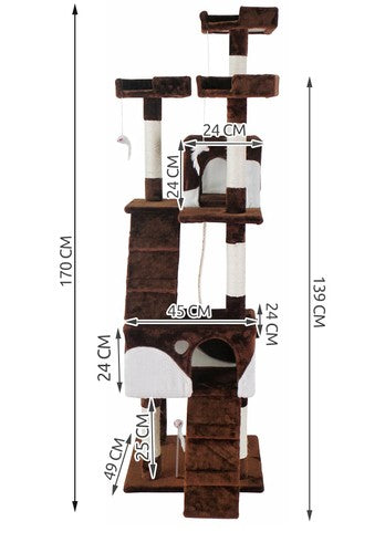 Котешко дърво 170см кафяво и бяло