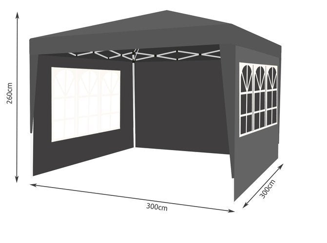Сгъваем градински павилион 3х3м сив P12891