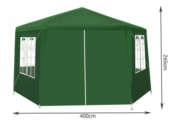 Градински павилион с 6 рамена, 2x2x2m, зелен P12883