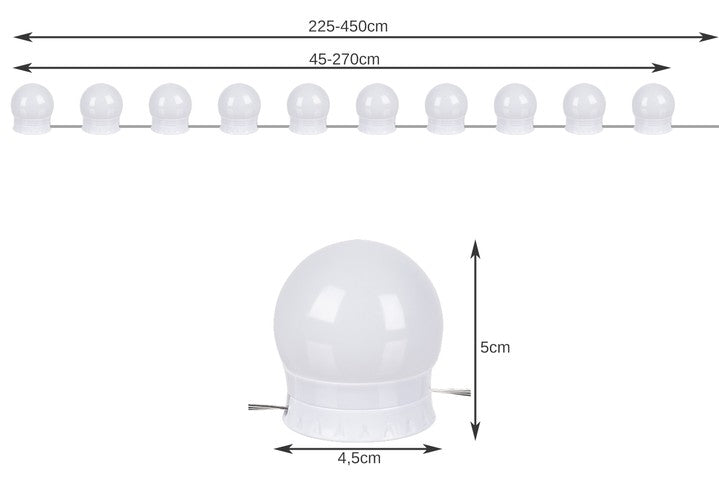 Огледало / тоалетка LED лампи - 10 бр.