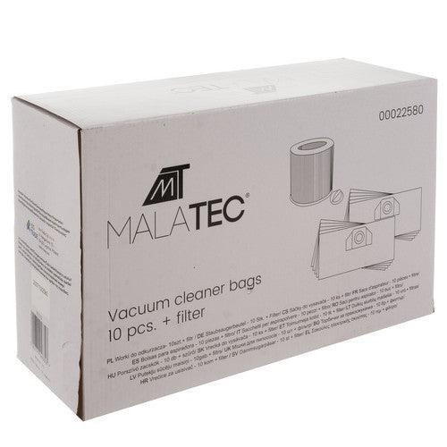 Торбички за прахосмукачка - 10 бр + филтър Malatec 22580