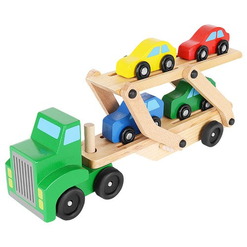 Дървен камион - влекач + комплект коли 22698