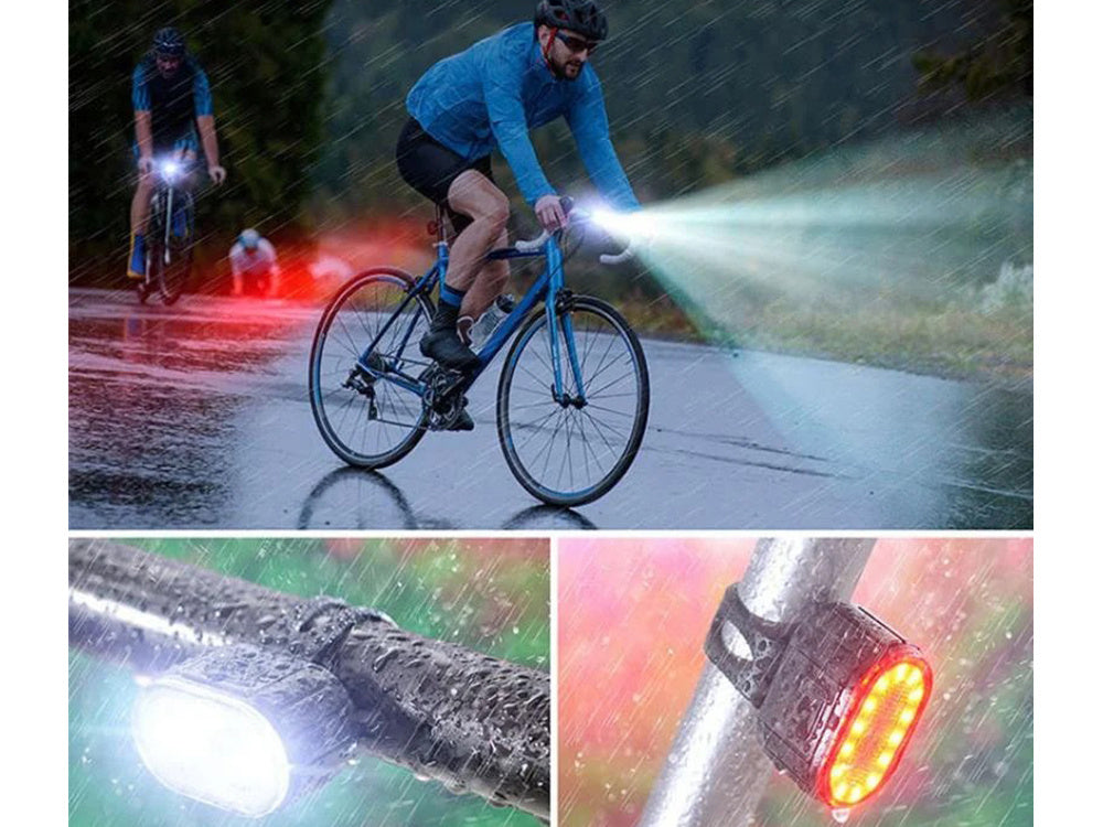 Bicycle light front rear led for bicycle handlebars strong usb bright