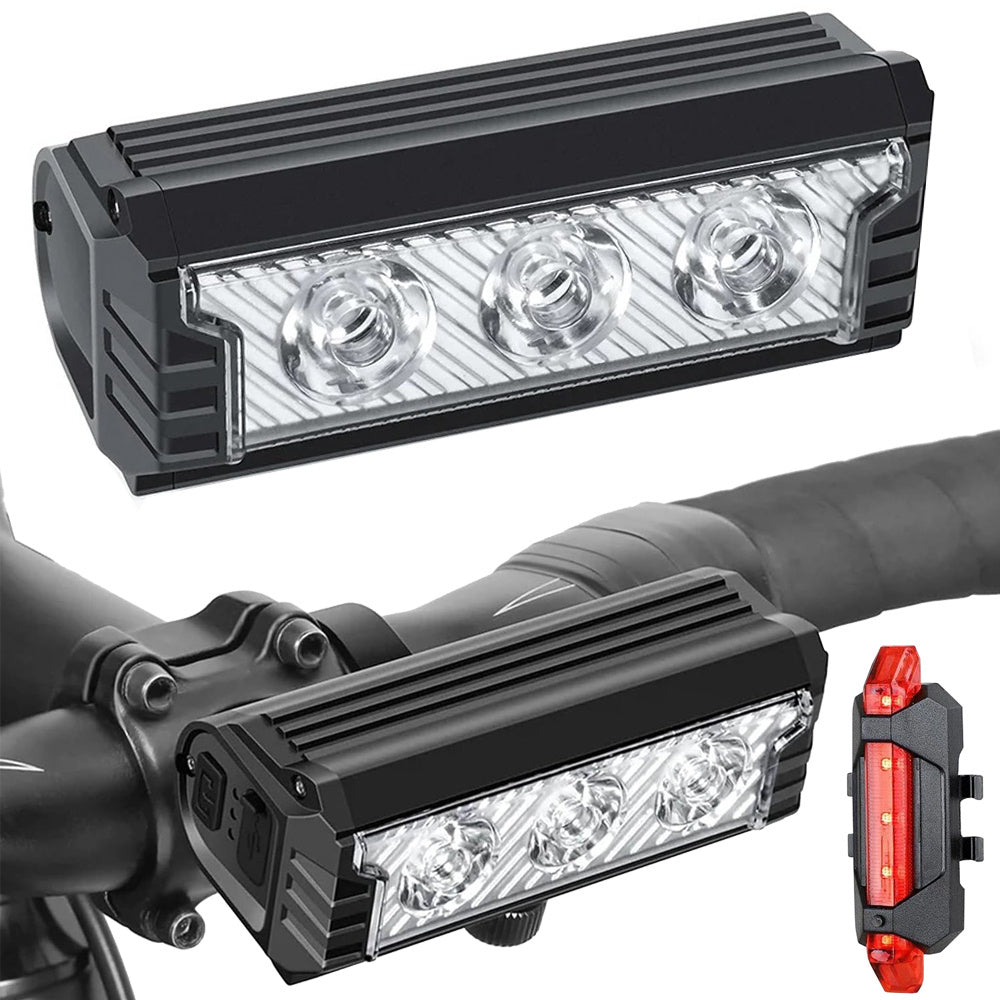 Велосипедна LED светлина предна задна usb батерия комплект кормило