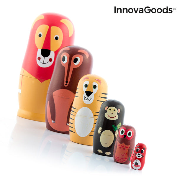 Дървена матрьошка с фигурки на животни Funimals InnovaGoods 11 части