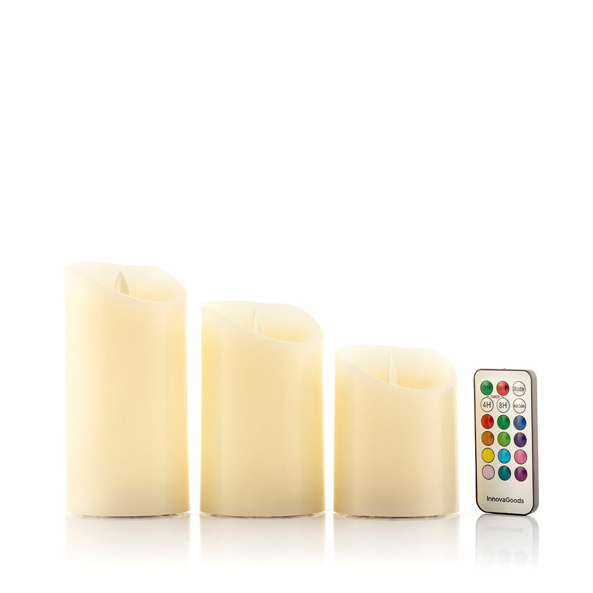Многоцветни LED свещи с ефект на пламък с дистанционно управление Lendles InnovaGoods 3 броя