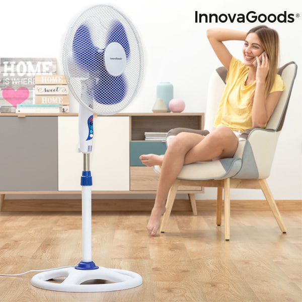 Вентилатор със Стойка InnovaGoods Ø 40 cm 50W Бял Син