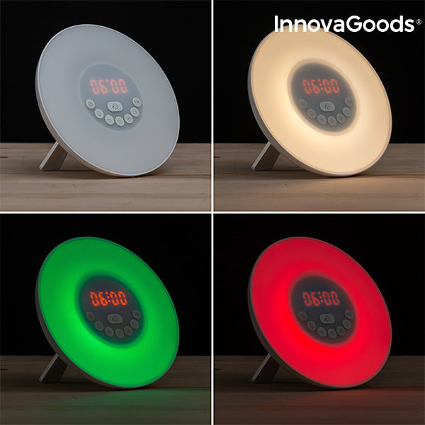 LED FM USB Радио Будилник с Ефект Изгрев InnovaGoods Бял