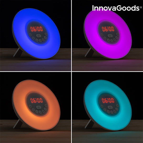 LED FM USB Радио Будилник с Ефект Изгрев InnovaGoods Бял