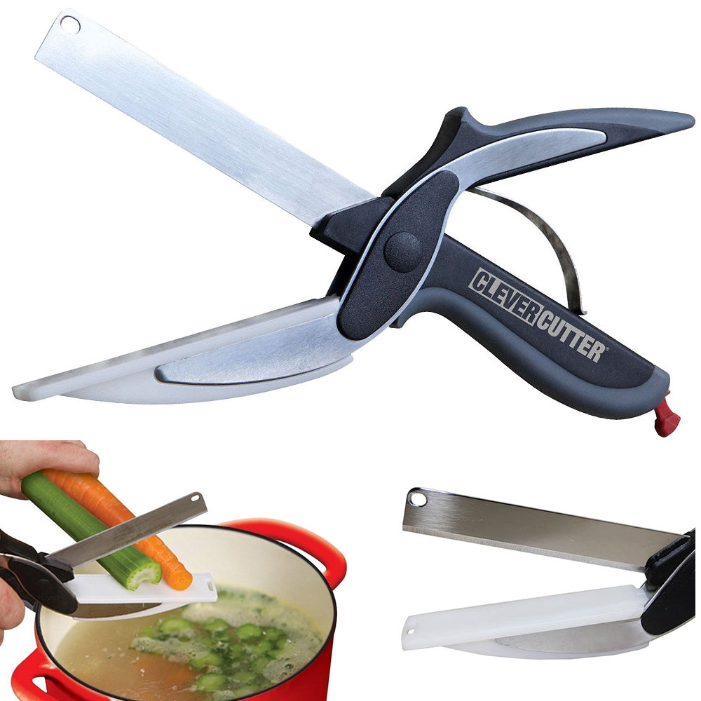 Кухненска ножица за зеленчуци, месо и плодове с дъска
