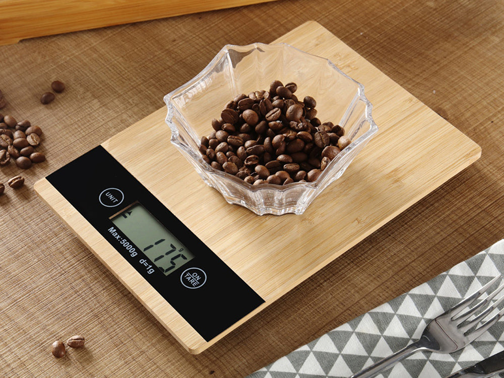 Електронна бамбукова LCD кухненска везна до 5 кг