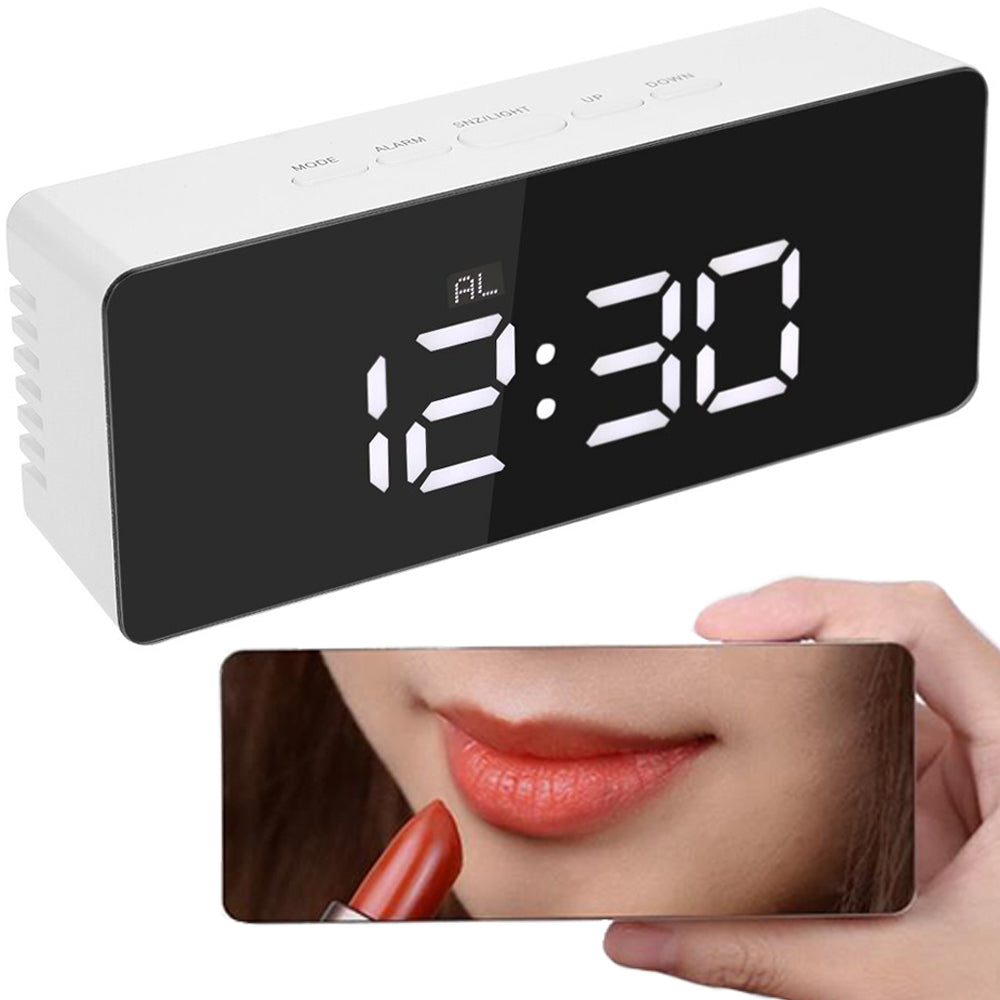 Часовник будилник термометър огледало led аларма дата 4в1
