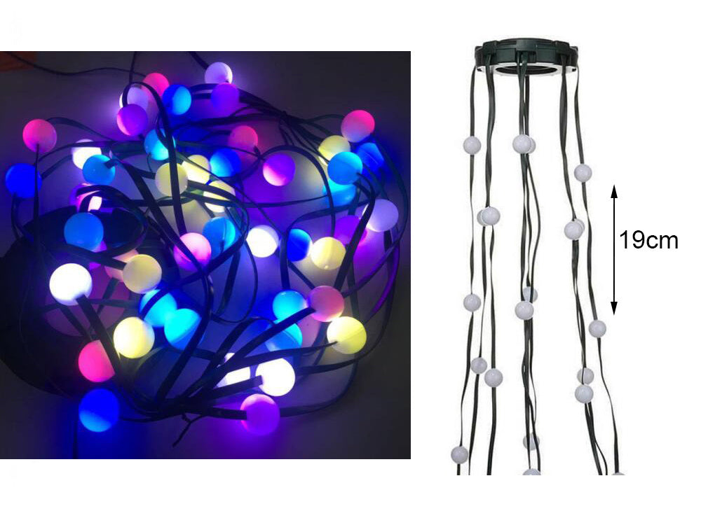 Коледни лампички за елха с 64 LED RGB завеса