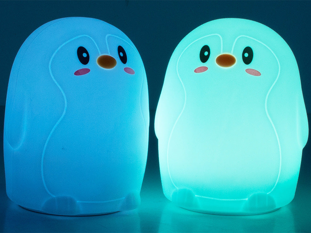 Детска нощна лампа led пингвин rgb touch usb