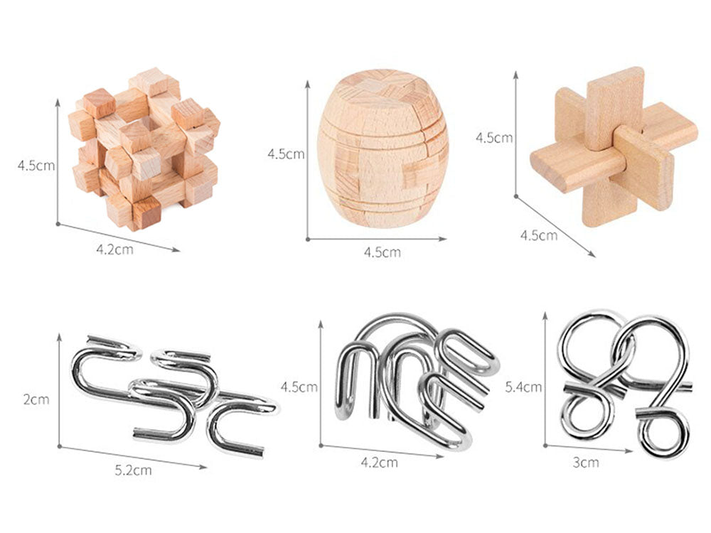 Логически пъзел Mensa дървен комплект 6 гатанки