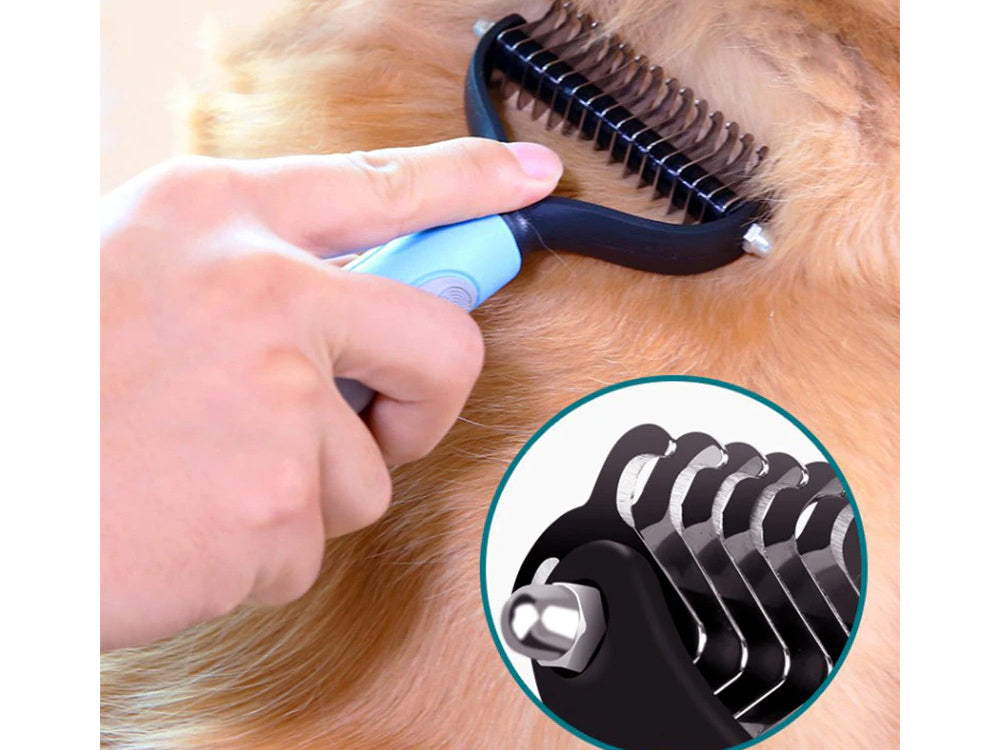 Четка за скрепиране на тример премахва космите от котки и кучета