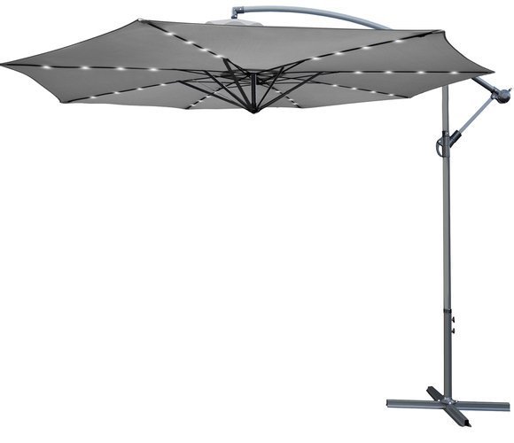 32 LED градински чадър с удължител 3,5м - сив - ELIARD.BG