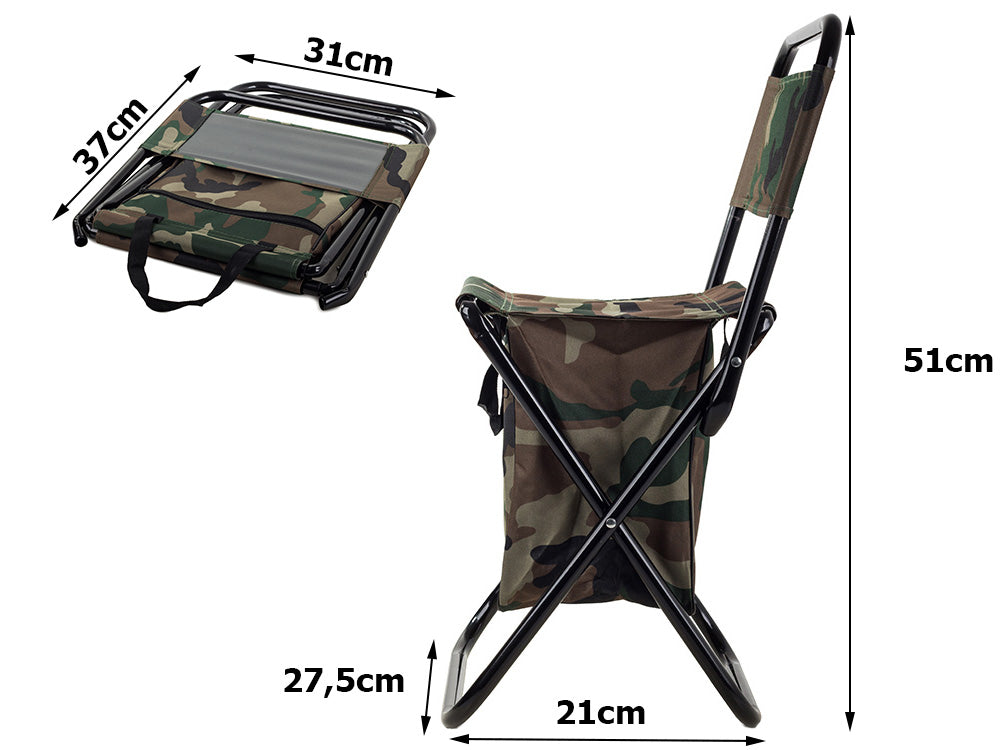 Туристически риболовен стол, камуфлажна чанта, сгъваем