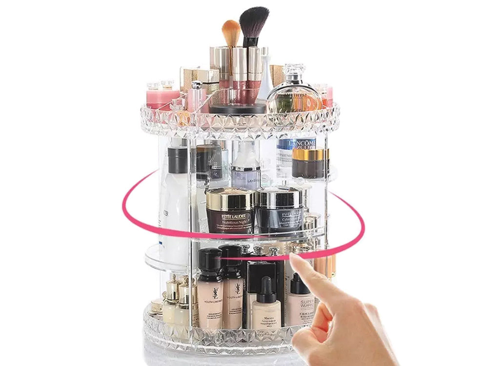 Въртящ се на 360 органайзер за бижута за козметика