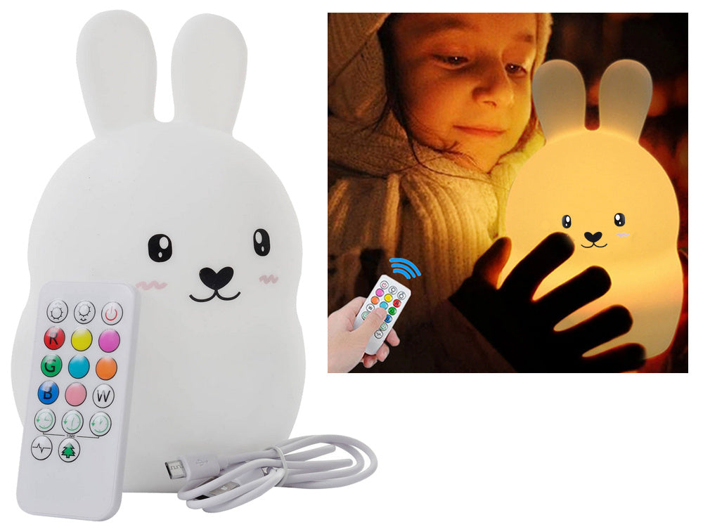 Детска нощна лампа led rabbit rgb touch дистанционно