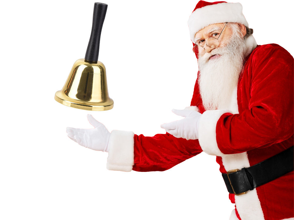 Звънец Дядо Коледа метална златна декорация