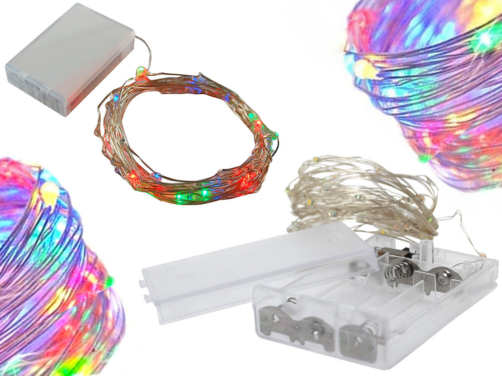 100 броя led жични лампи за батерии 10m многоцветни