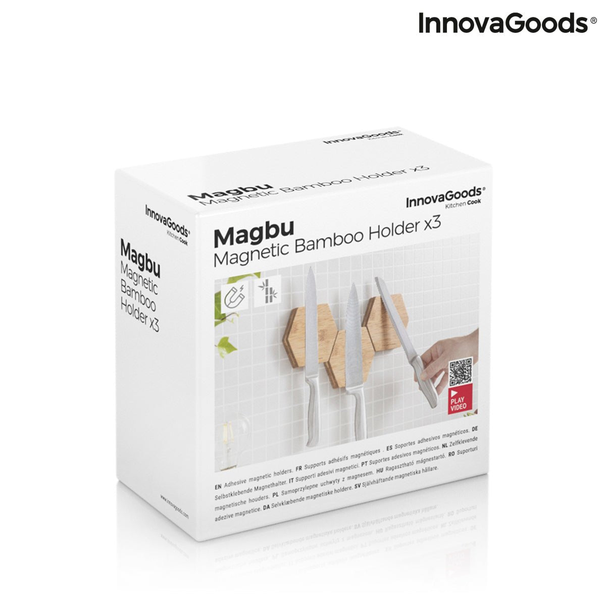Бамбукови Магнитни Лепящи се Поставки Magbu InnovaGoods Опаковка от 3 единици - ELIARD.BG