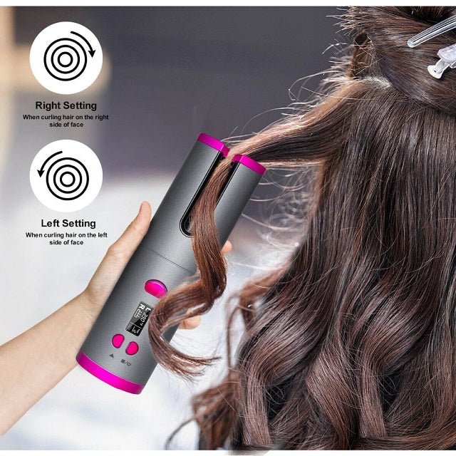 Безжична керамична маша за коса Cordless Automatic Curler 2 в 1 - със зарядно за телефон - ELIARD.BG