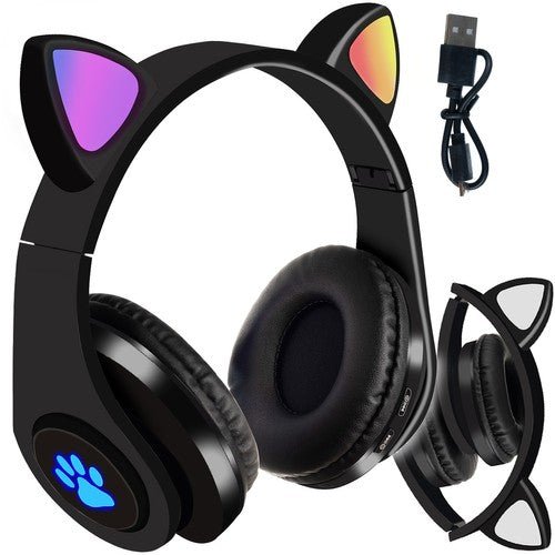 Безжични слушалки с котешки уши - черни - ELIARD.BG