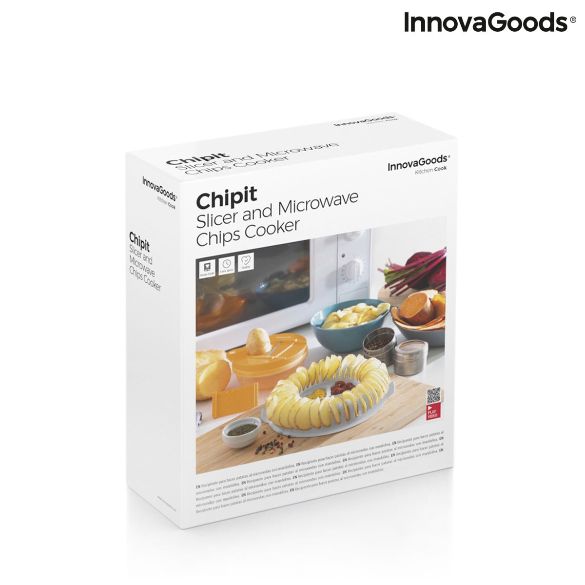 Комплект за Приготвяне на Чипс за Микровълнова Печка с Мандолина и Рецепти Chipit InnovaGoods - ELIARD.BG