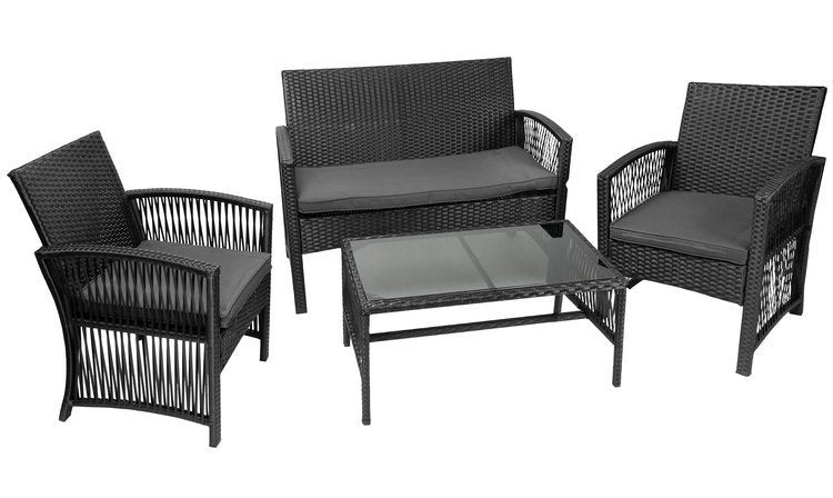 M11962 градински мебели от поли ратан - черен - ELIARD.BG