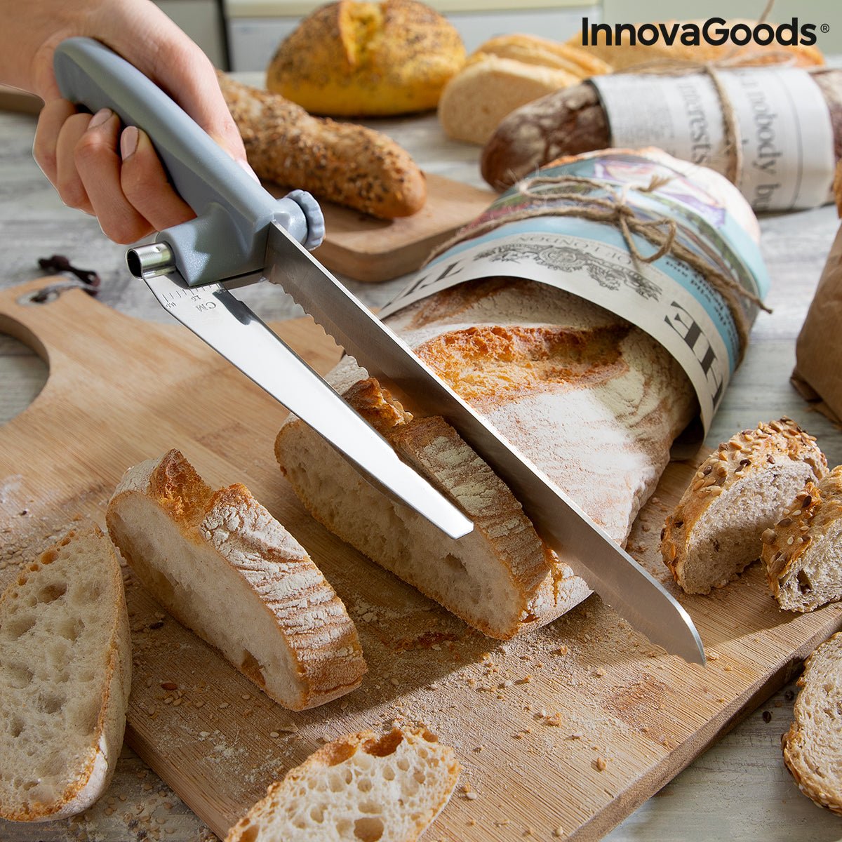 Нож за хляб с регулируем водач за рязане Kutway InnovaGoods - ELIARD.BG