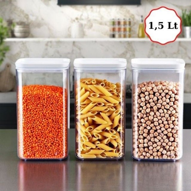 Пластмасови буркани за съхранение на храна и подправки - комплект от 3 броя по 1.5 литра - ELIARD.BG