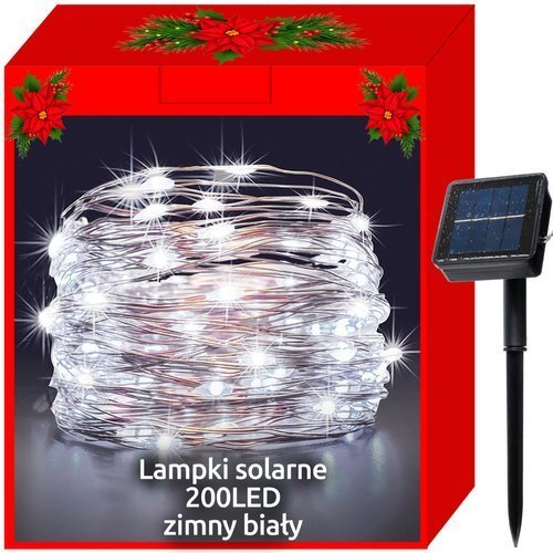 Слънчеви коледни лампички - проводници 200LED бяло - ELIARD.BG