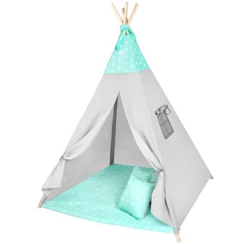 Teepee палатка за деца ментови звезди - ELIARD.BG